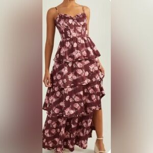 Altard State Stellni Floral Satin Maxi Dress